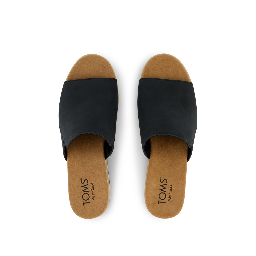 Diana Mule Wedge Sandal Black Leather - sneakers - view 6