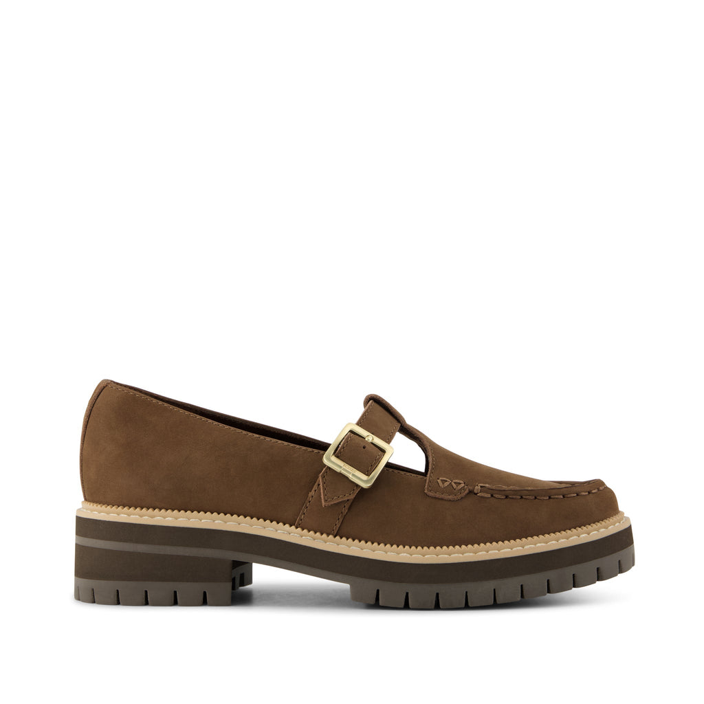 Womens Cara Mary Jane Loafer Hot Cocoa Nubuck Leather - loafers