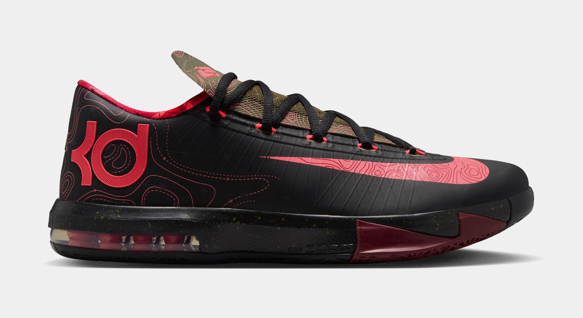 KD 6 Meteorology Black and Medium Olive Mens Basketball Shoes (Black/Atomic Red/Medium Olive/Noble Red) - sneakers