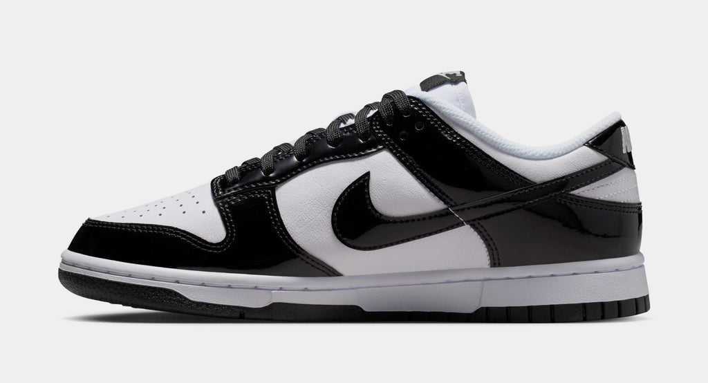 Dunk Low SE Patent Leather Womens Lifestyle Shoes (White/Black/Metallic Silver) - sneakers - view 3