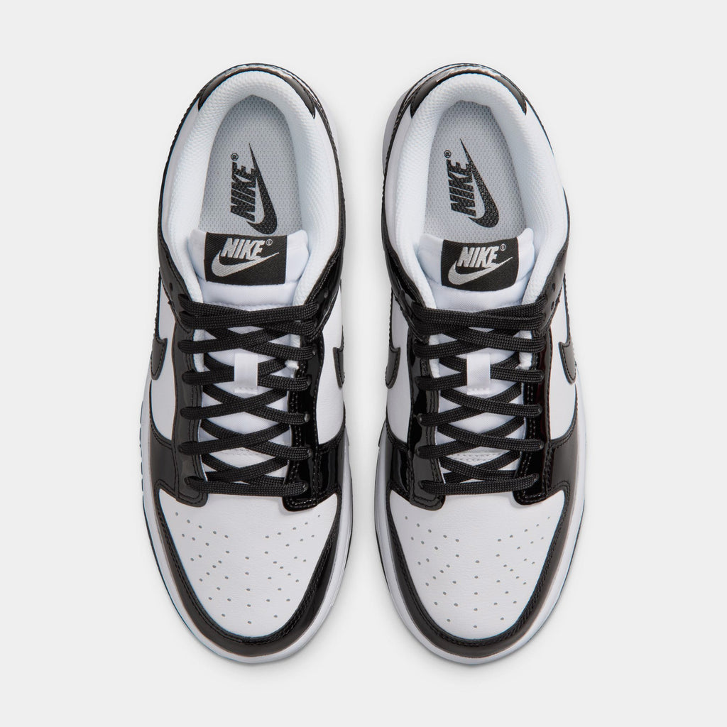 Dunk Low SE Patent Leather Womens Lifestyle Shoes (White/Black/Metallic Silver) - sneakers - view 2